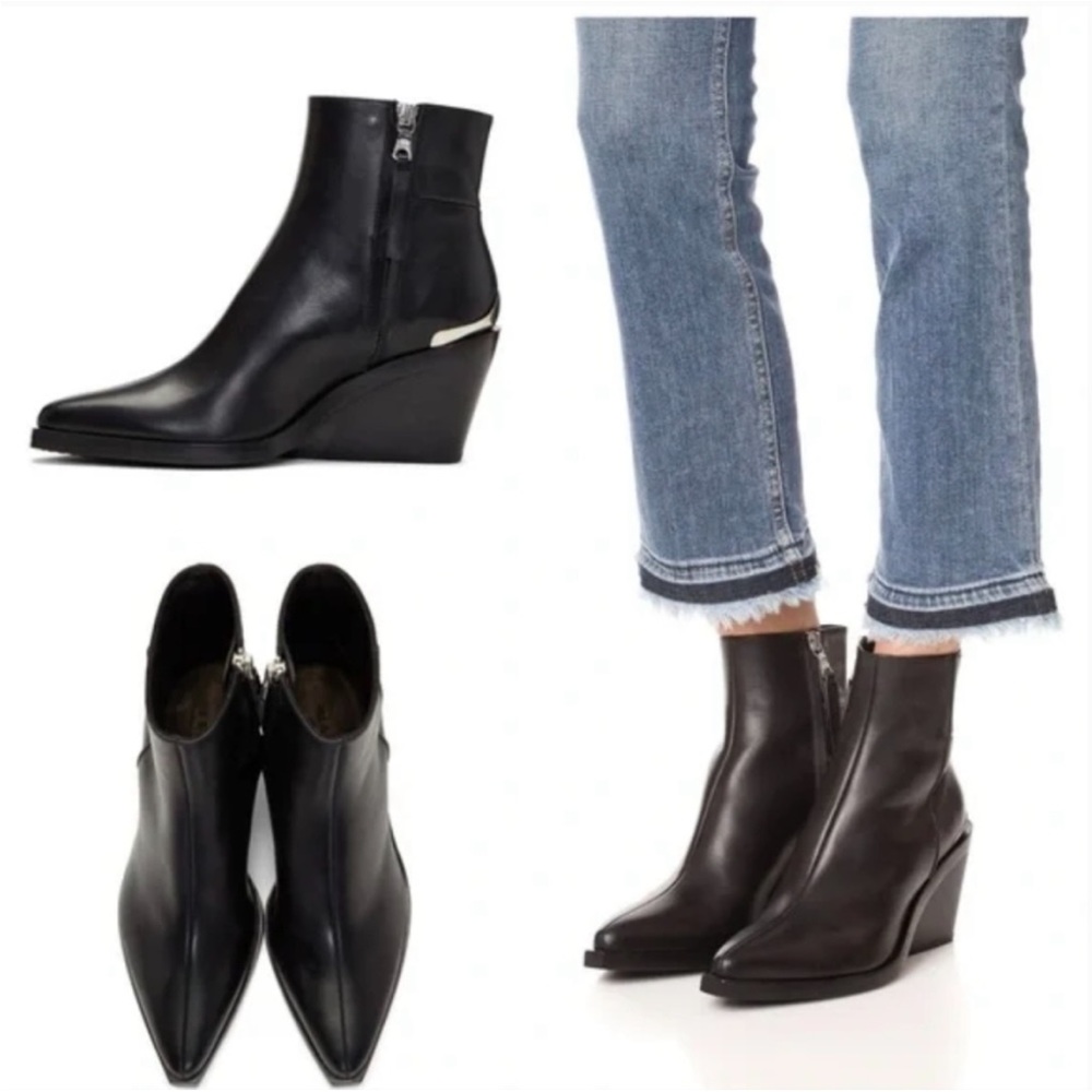 Rag and Bone Santiago Leather Wedge Boot Silver Detail 7